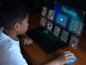 Student using Syncology’s advanced EdTech platform with interactive learning tools, showcasing the unique ERP and LMS features that set Syncology apart in modern education.