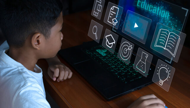 Student using Syncology’s advanced EdTech platform with interactive learning tools, showcasing the unique ERP and LMS features that set Syncology apart in modern education.