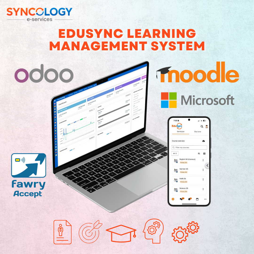 EduSync Learning Management System integrated with Odoo, Moodle, Microsoft, and Fawry for schools