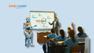 Interactive classroom using EduSync Learning Management Systems with AI to automate quizzes, content, and student learning.