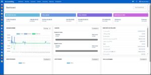 نظام إدارة الجامعات المتكامل من سينكولوجي 2 EduSync SMS accounting dashboard displaying income, expenses, invoices, and bank balance analytics for schools