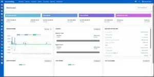 نظام إدارة الجامعات المتكامل من سينكولوجي 2 EduSync SMS accounting dashboard displaying income, expenses, invoices, and bank balance analytics for schools
