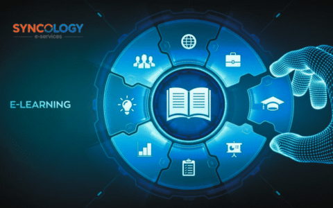 Illustration of a digital platform showing course enrollment, tracking, and management—the core of a Learning Management System.