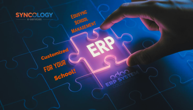 تصوير لعملية تطبيق نظام ERP للمدارس يوضح حلول الـ ERP المخصصة للإدارة المدرسية والعمليات المركزية.