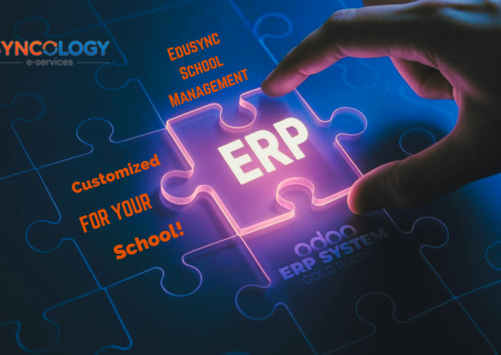 Education ERP implementation visual showing customized ERP solution for school management and centralized operations