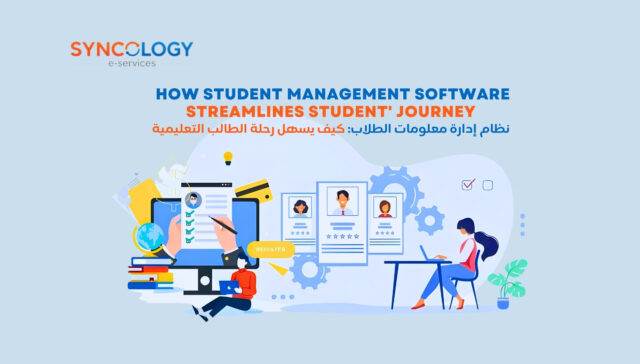 Illustration showing how Student Management Software streamlines the student journey through digital registration and data management.