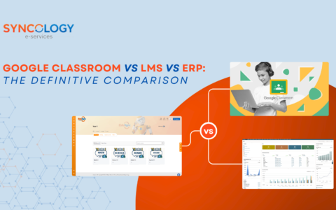 Google Classroom vs LMS vs ERP: The Definitive Comparison 8 A comparative graphic comparing Google Classroom vs LMS vs ERP systems, showing a student using a laptop with the Google Classroom logo alongside the EduSync platform and a complex administrative dashboard.